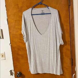 Secret Treasures Gray Striped Pajama Top